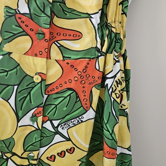 Alessandro Enriquez Lemon Print Fit and Flare Dress IT 42 NWT - Picture 4 of 14